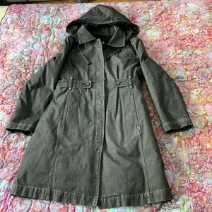 Boton gray denim winter coat with removable down liner and hood. Size L
